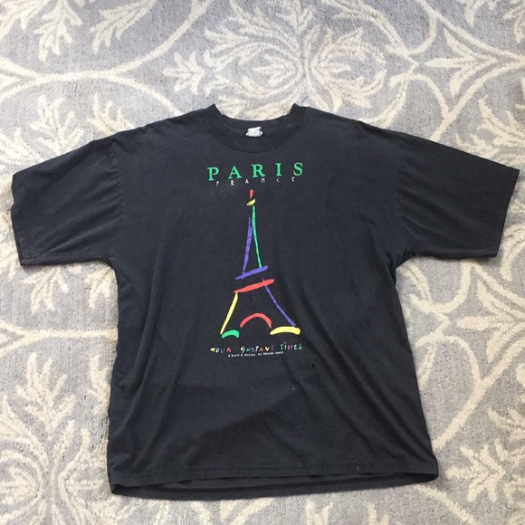 1990s L Vintage T-shirt Paris - Picture 2 of 4